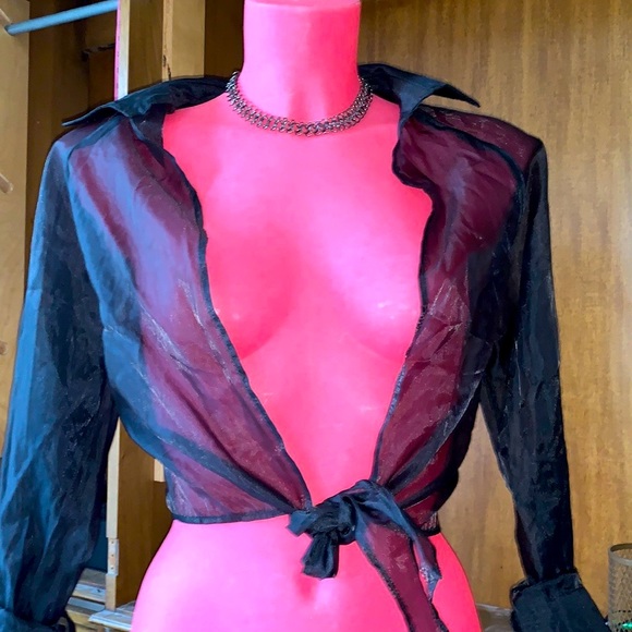 Collared Sheer Strapped Club Top - Picture 1 of 4